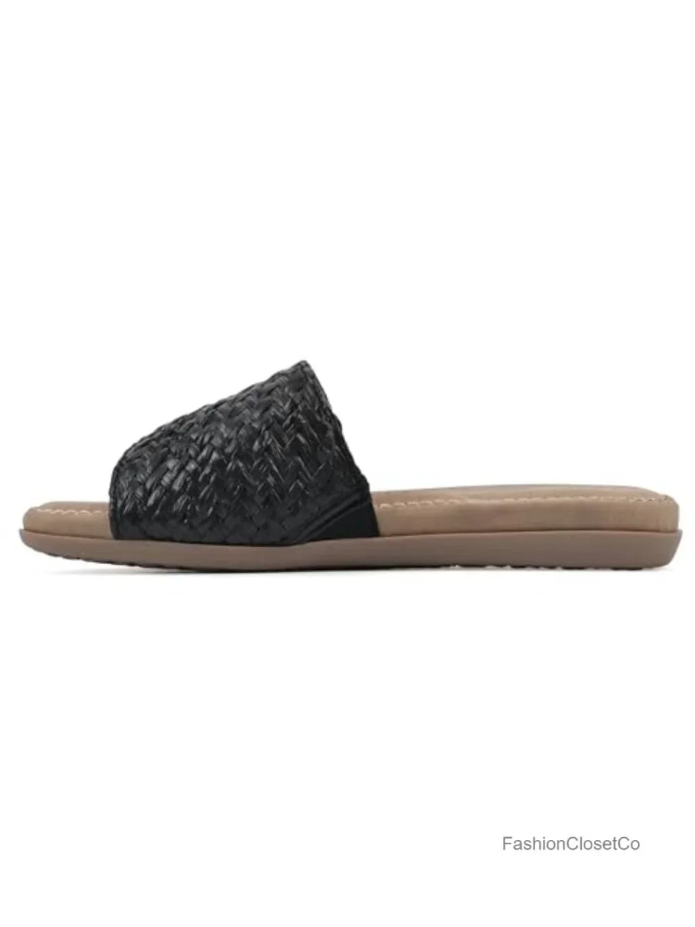 Woven Slide Sandal Cushioned Footbed Women's Flat - Picture 3 of 6